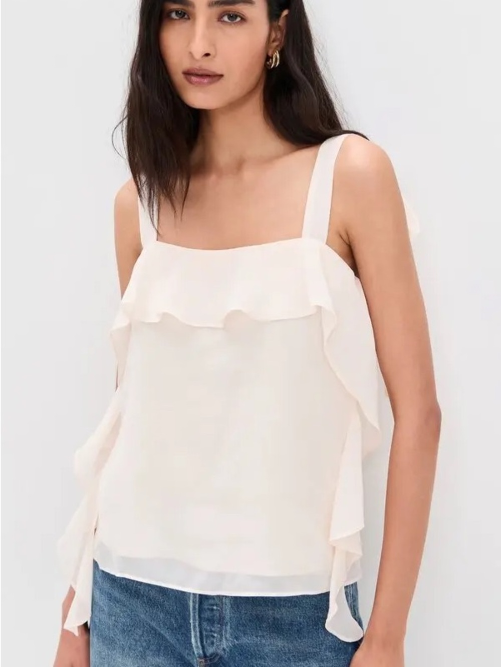 Amanda Uprichard Pinot Ruffle Top Ivory Size Small